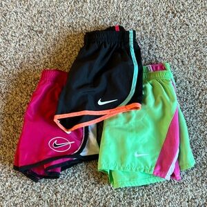 Nike Dri-Fit Girls Shorts. 3 Pair. Multi-Color.